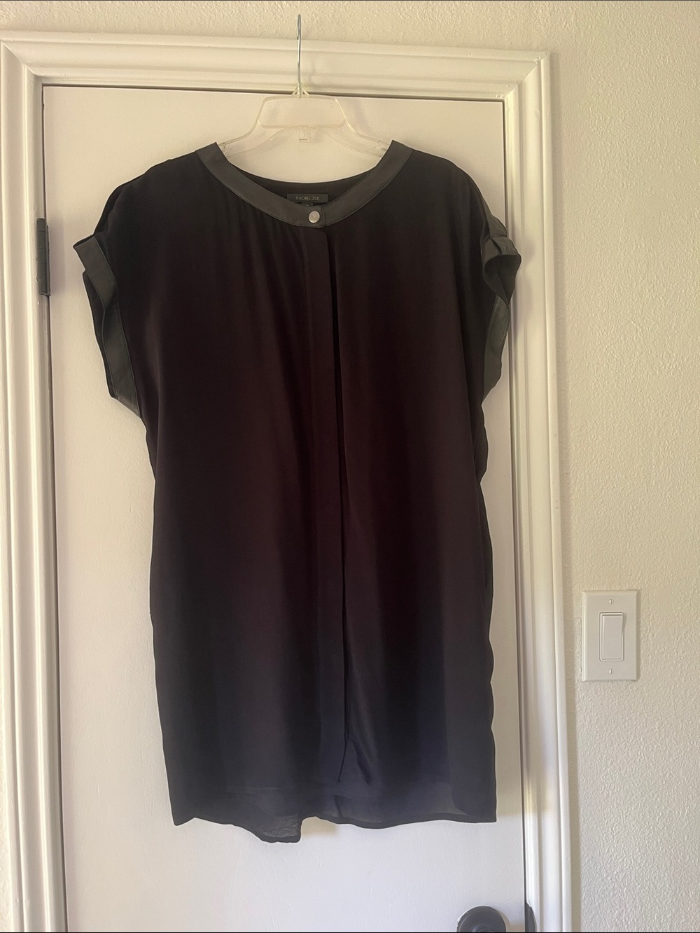 Rachel Zoe Black Short-Sleeve Tunic with Leather Trim